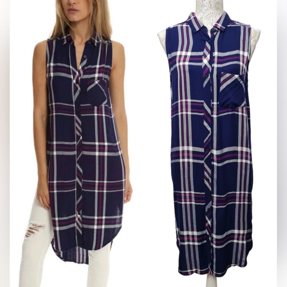 Rails Jordyn Button Down Sleeveless Long Top Shir… - image 1